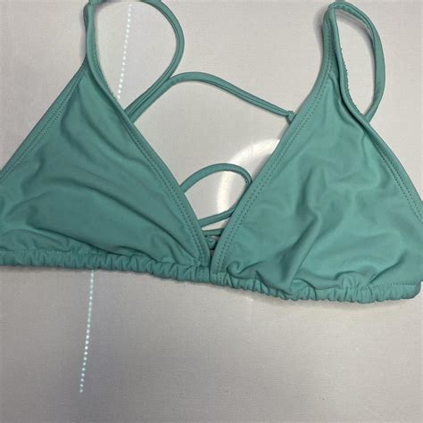 Teal Tied Bikini Top Depop