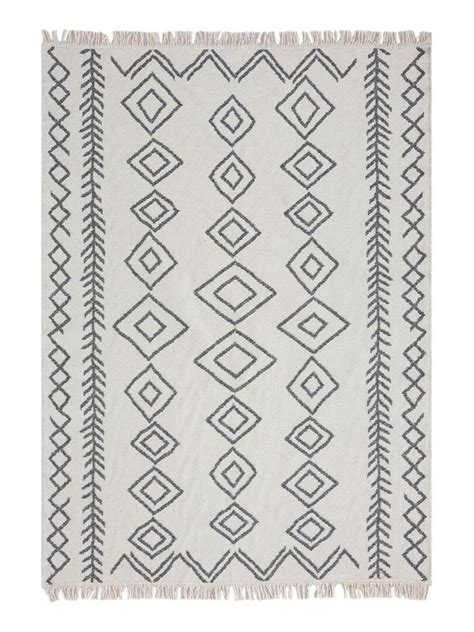 Tapis kilim 200x280 BERBA REVERSIBLE Ecru en coton OEKO TEX Exclusivité