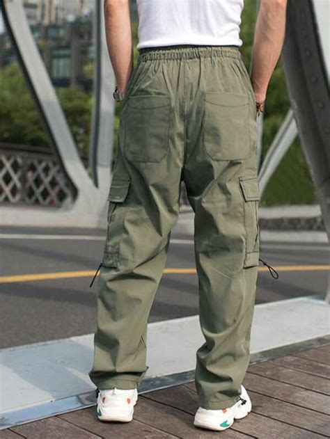 Manfinity Hypemode Men Flap Pocket Side Drawstring Waist Cargo Pants