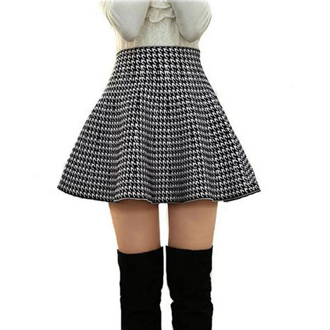 Autumn Winter Woman Skirt Knitted Elastic High Waist Mini Skirt Plus