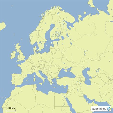 StepMap Stumme Karte Landkarte für Europa