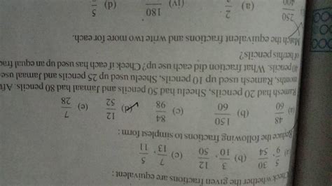 Chack Whether The Given Fractions Are Equivalent A 95 5430 B 103