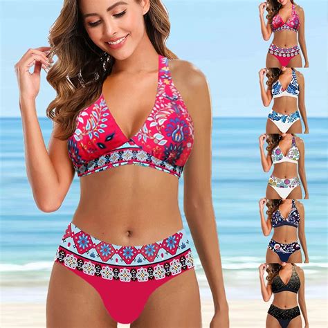 Conjunto De Bikini Con Estampado A Rayas Para Mujer Ba Ador Sexy De Dos Piezas Ropa