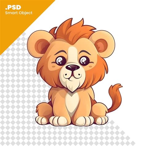 Premium Psd Cute Cartoon Lion Isolated On A White Background Vector