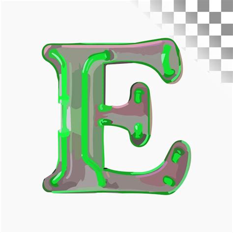 Diseño de letras e fuente elegante verde signo de luz de neón 3d suave