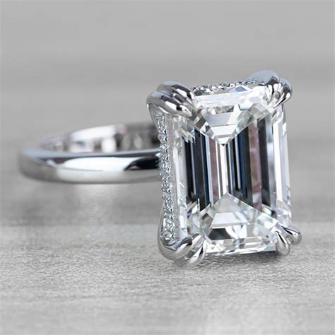 Hidden Halo Carat Emerald Cut Diamond Ring In Platinum