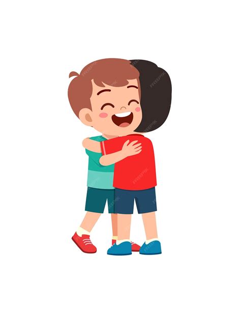 Premium Vector | Little kid hug best friend and feel happy