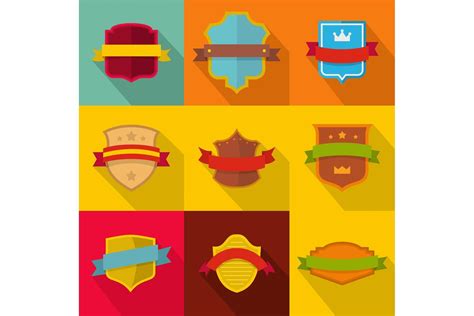 Heraldic icons set, flat style By Anatolir56 | TheHungryJPEG