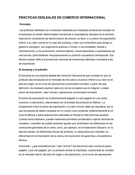 PrÁcticas Desleales DE Comercio Internacional PRÁCTICAS DESLEALES DE