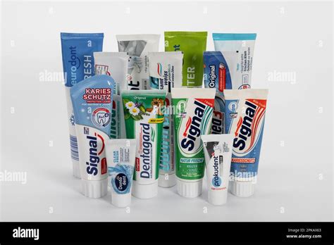 Toothpaste Products Of Different Brands Symbol Image Brushing Teeth