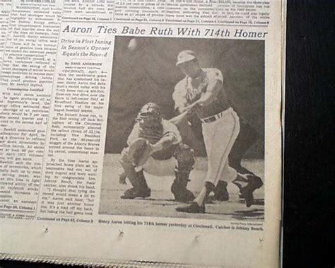 Hank Aaron S 714 Home Runs Ties Babe Ruth RareNewspapers