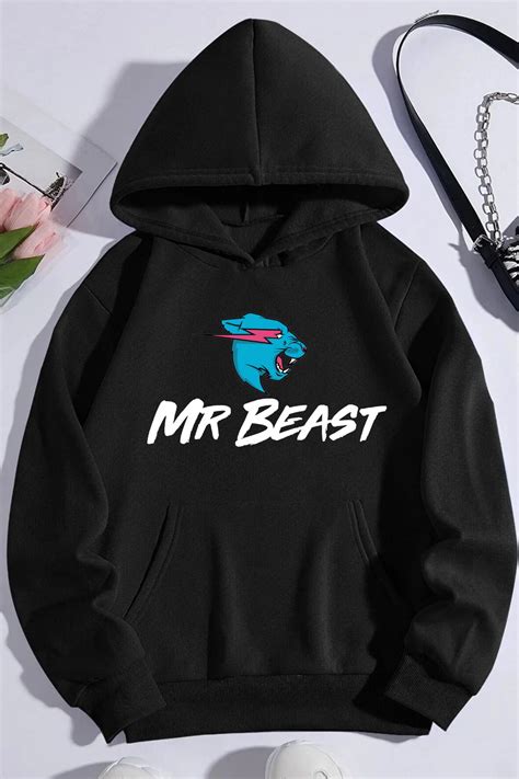 AMMA Unisex Mr Beast Baskılı Oversize %100 Pamuk Kapüşonlu Sweatshirt ...