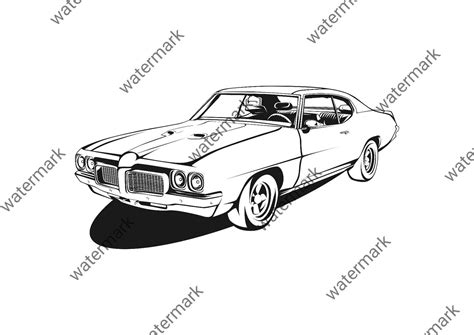 Car 1970 Pontiac Lemans Png Illustration Vector Silhouette Automotive Stencil Logo Graphic Art T