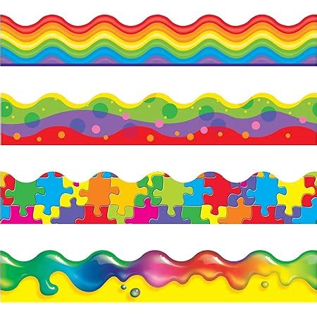 Classroom Trimmers Notice Board Display Borders Variety Pack - Colour ...