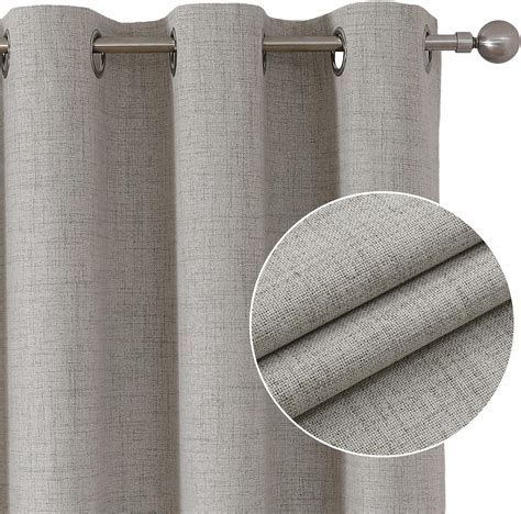 Joydeco Blackout Curtains Inch Length Panels Set Linen Textured