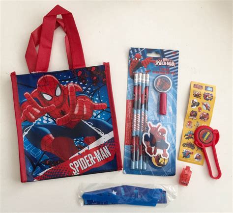 8x Pack Spiderman Goody Bags Pre Made And Filled With Toys Goodie Fil