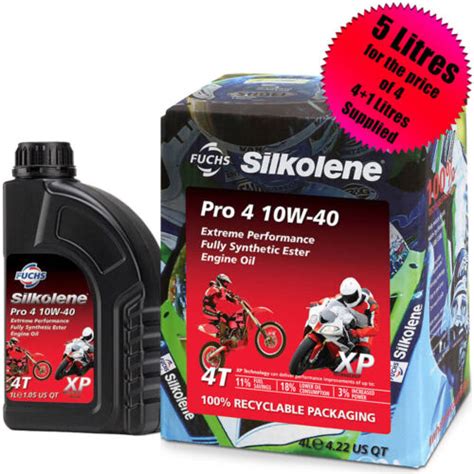 Silkolene Pro 4 10W 40 XP 10W40 Fully Synthetic Motorcycle Engine Oil 5