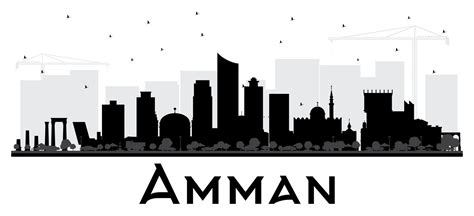 Amman Jordan City Skyline Black and White Silhouette. 12658059 Vector Art at Vecteezy