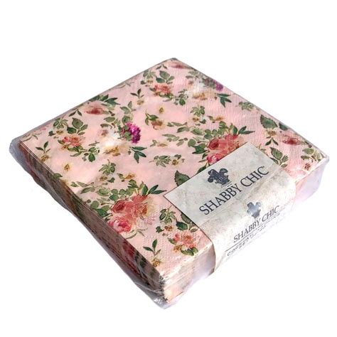 Shabby Chic Peachy Pink Floral Cocktail Beverage Paper Napkins Ct