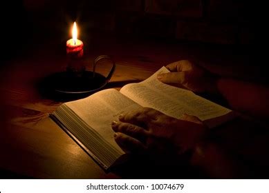 Reading Bible By Candle Light Only Stock Photo 10074679 | Shutterstock