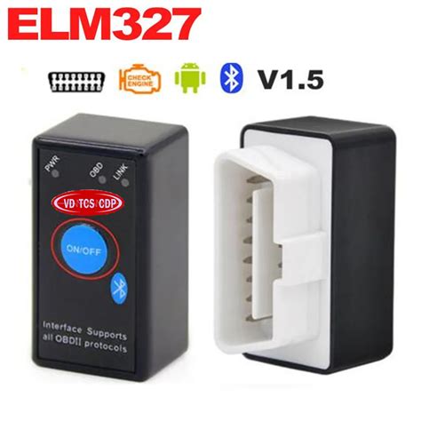 High Quality ELM327 Mini ELM327 V1 5 Bluetooth OBD2 Black ELM 327 Power