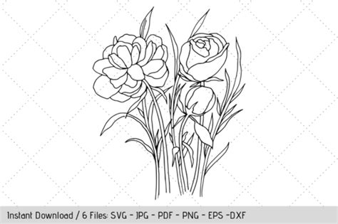 Simple Rose Line Art Svg Vinyl Decals Graphic By Werk It Girl Supply