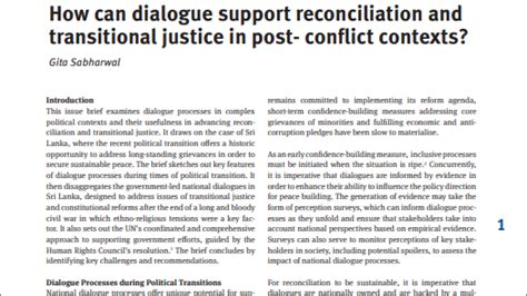 How Can Dialogue Support Reconciliation And Transitional Justice In