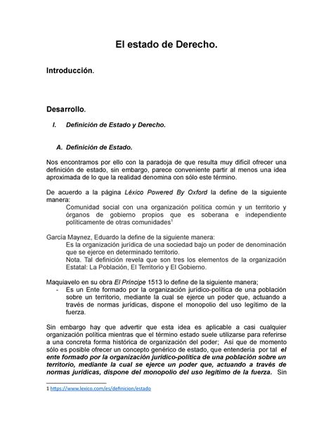 Estado20de20 Derecho El Estado De Derecho Introducción Desarrollo I Definición De Estado