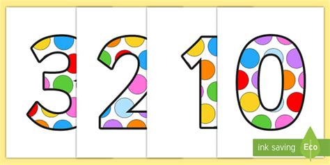 Multicolored Polka Dot Bulletin Board Numbers Twinkl