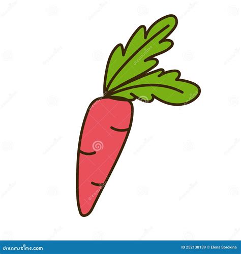 Cute Carrot Hand Drawn Stock Vector Illustration Of Line 252138139