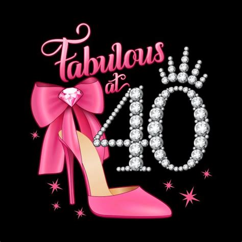 A Pink High Heel Shoe With Pearls On It And The Words Fabulous At 40