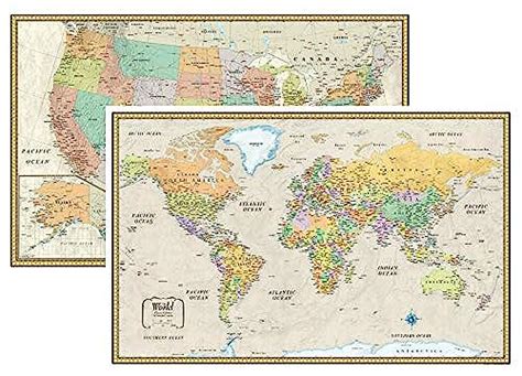 Rmc X Classic United States Usa And World Wall Map Set Classic