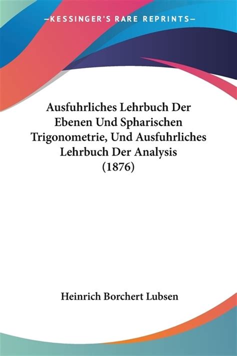 알라딘 Ausfuhrliches Lehrbuch Der Ebenen Und Spharischen Trigonometrie