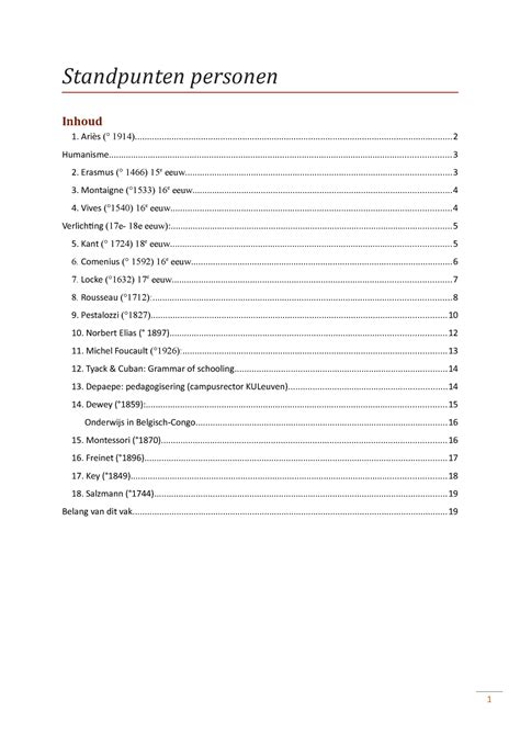 Standpunten Belangrijke Personen Geschiedenis Van De Opvoeding Vorming