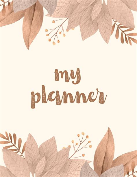 Cream And Brown Aesthetic My Planner Cover Templates By Canva