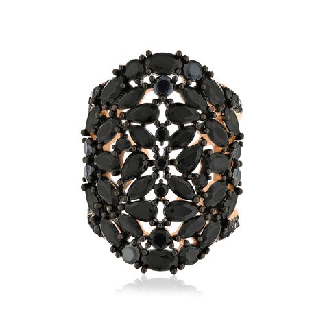 Bague Argent Rose Et Ruth Nium Noir Zirconias Noirs Maty