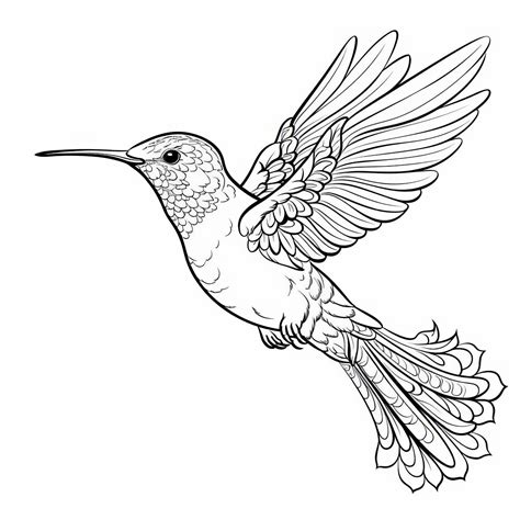 Realistic Hummingbird Coloring Page For Children39s Coloring Book