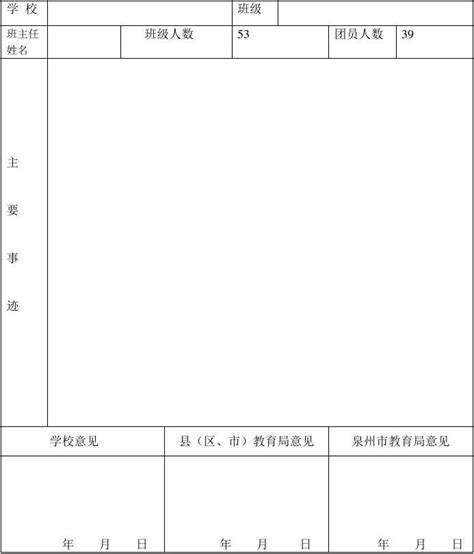 先进班集体登记表word文档免费下载文档大全