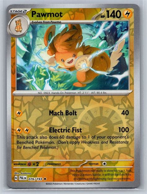 Pawmot Reverse Holo Rare 76 193 Pokémon Paldea Evolved NM eBay