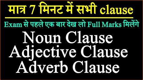 Noun Clause Adjective Clause And Adverb Clause Clauses In English