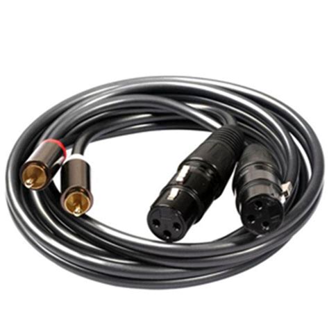 Cabo de áudio 2 rca par fêmea 2 xlr 3 pinos macho interfone