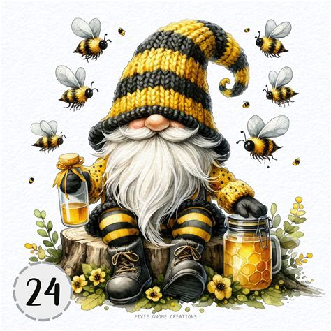 Honey Bee Gnomes Watercolor Clipart Png Bumble Bee Gnomes Watercolor