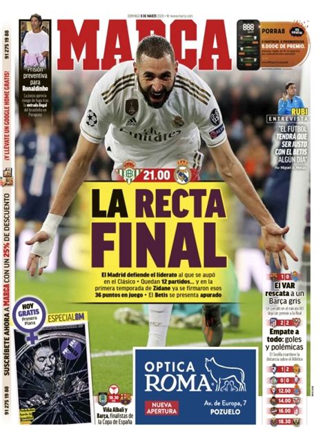 La Portada Del Diario Marca 8 03 2020