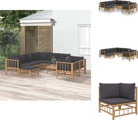 VidaXL Loungeset Loungesets Tuinset Bamboe Loungeset 10 Delige