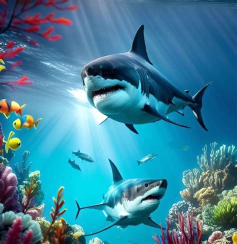 Pin by Belle Koo on Art- Sea Creatures🦞🪼🐳🦑 | Shark pictures, Sea