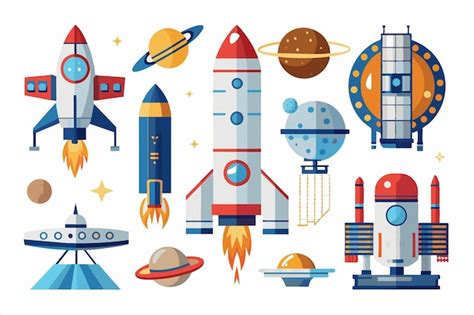 Premium Vector A Collection Of Different Rockets And Space Ships