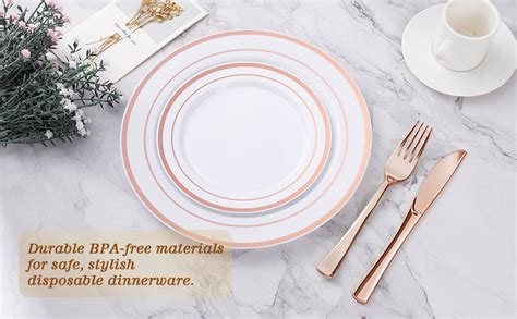 Amazon Bestvip Pcs Rose Gold Plastic Plate Disposable Party