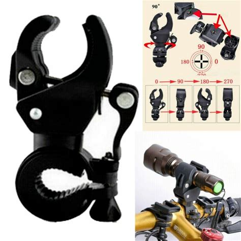 Degree Rotation Bicycle Flashlight Holder Bike Torch Mount Clamp