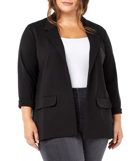 Liverpool Los Angeles Plus Size Stretch Ponte Notch Lapel 3 4 Sleeve