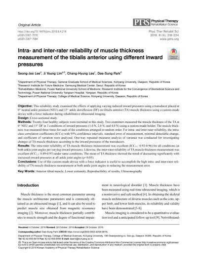 Intra And Inter Rater Reliability Of Muscle Thickness Measurement Of